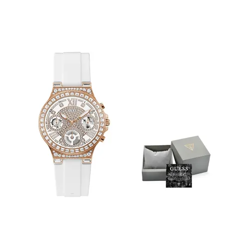 GUESS Hip Hop Moment Наручные часы Кварцевый механизм Силиконовый ремешок Белый циферблат Женские часы