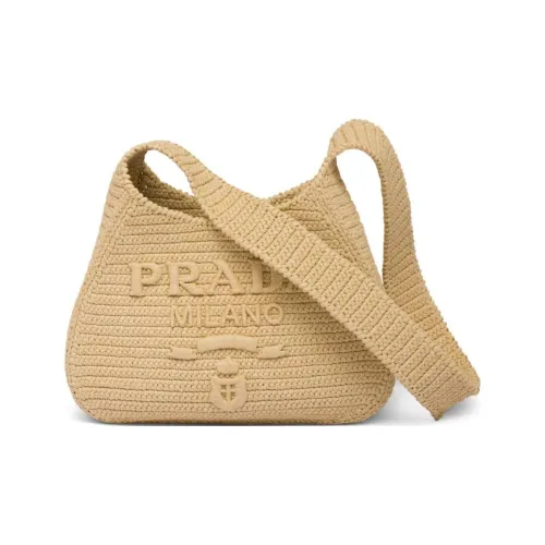 PRADA Рафия и Солома Комбинация Сумка-тоут Сумка для покупок Сумка через плечо Женская Светлый Умбра