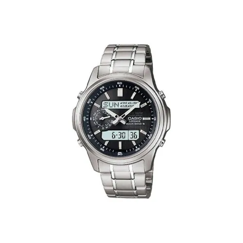 CASIO LINEAGE Series Солнечный кварцевый механизм нержавеющая сталь ремешок часы для мужчин черный циферблат LCW M300D 1A