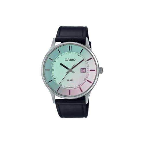 CASIO Кварцевый механизм натуральная кожа ремень часы унисекс разноцветный циферблат модель MTP E605L 7E
