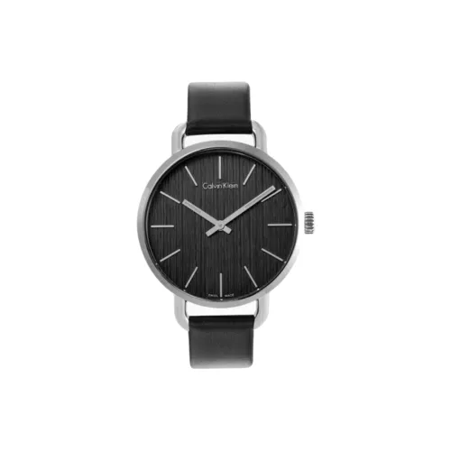 Calvin Klein Watch Кварцевый механизм Естественная кожа Ремешок Черный циферблат Женские