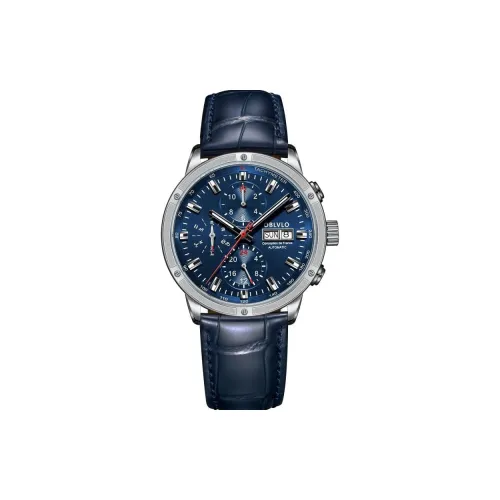 OBLVLO Автоматический механический механизм Часы Мужские синий циферблат