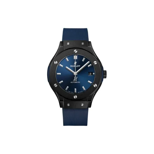 HUBLOT Автоматический Механический Часы Мужские Циферблат 38 мм Синий Керамика Часы Керамический Корпус Резиновый Ремешок