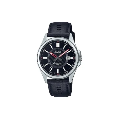 CASIO Standard Series Кварцевый механизм Кожаный ремешок Часы Унисекс Черный циферблат MTP E700L 1EVDF