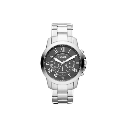 FOSSIL Наручные часы Кварцевый механизм Ремешок из нержавеющей стали 44 мм Черный циферблат Мужские часы