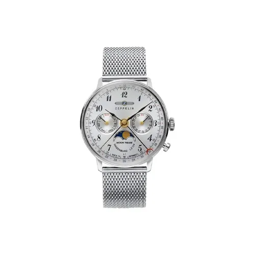 ZEPPELIN Кварцевый механизм Мужские часы Циферблат Серебристый Корпус часов из нержавеющей стали Ремешок из нержавеющей стали