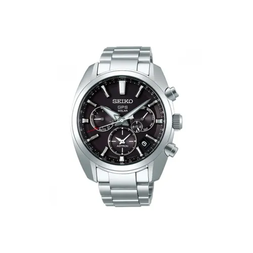 SEIKO Солнечный Кварцевый Механизм Нержавеющая Сталь Ремешок Часы 42,7мм Мужские Часы Черный Циферблат SBXC021