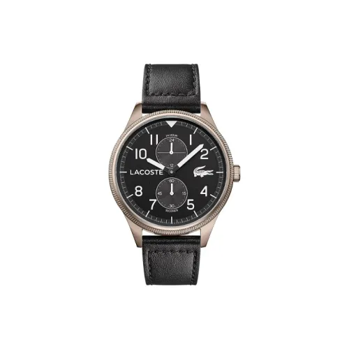 Мужские часы 44 мм, кварцевый механизм, черный, совместная работа с LACOSTE