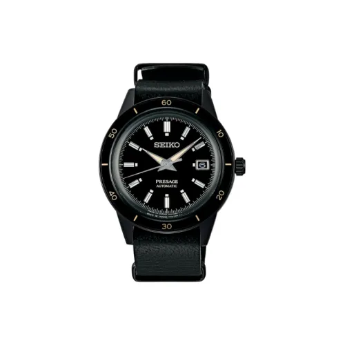 SEIKO Presage Series Автоматический Механический Механизм Часы с натуральной кожей Ремешок Часы Мужские Черный Циферблат SARY215