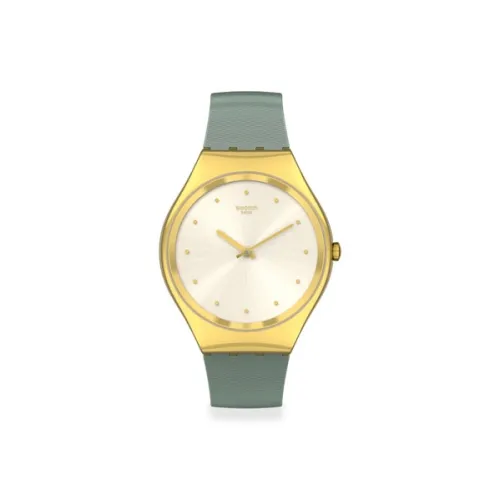 Swatch Quartz Механизм Женские часы 34 мм Белый циферблат Корпус из нержавеющей стали Силиконовый ремешок SYXG113