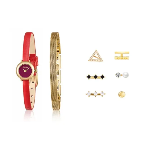 DAISY BEAUTY Наручные часы Кварцевый механизм Кожаный ремешок Красный циферблат Женские часы DB DWW003