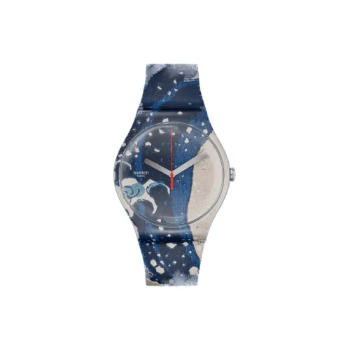Swatch Quartz Механизм Мужские часы Циферблат 41 мм Синий Силиконовый ремешок SUOZ351