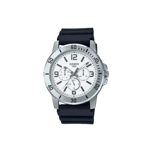 CASIO Кварцевый механизм Смола Ремешок Часы Мужские Белый циферблат MTP VD300 7B