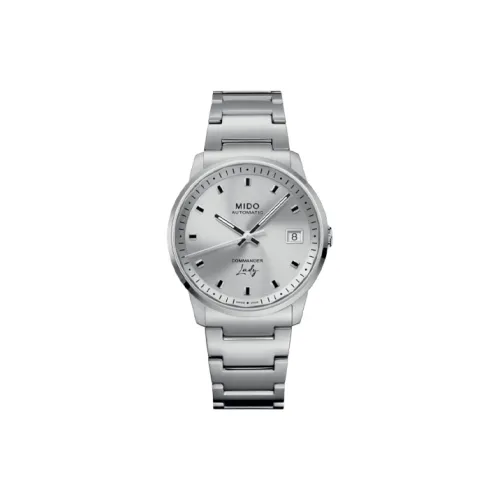 Mido Commander Автоматический Механический Механизм Женские Часы 35 мм Серебристый Циферблат Корпус из Нержавеющей Стали Ремешок из Нержавеющей Стали