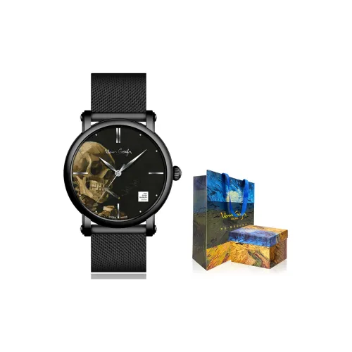 VAN GOGH Наручные часы Кварцевый механизм Нержавеющая сталь Ремешок 44 мм Черный циферблат Мужские часы Gent06 1 BMX