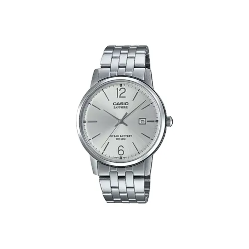 CASIO Кварцевый механизм нержавеющая сталь ремешок мужские часы серебристый циферблат MTS 110D 7A