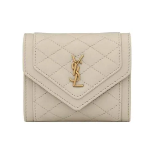 SAINT LAURENT Gaby Овечья шкура Кошелек Женская Белая