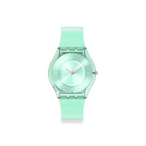 Swatch Quartz Механизм Унисекс Часы 34 мм Зеленый Циферблат Bio-Based Материал Корпус Часы Силиконовый Ремешок