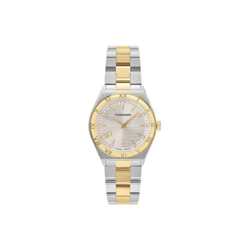 Ferragamo Женские часы Кварцевый механизм Ремешок из нержавеющей стали 28 мм Бежевый циферблат Часы