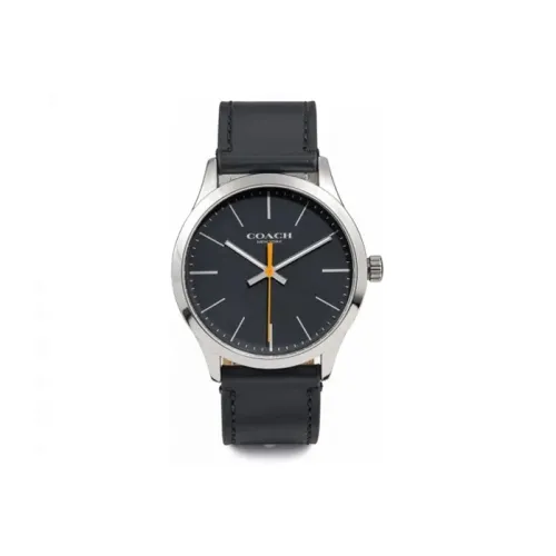 COACH Наручные часы Кварцевый механизм Кожаный ремешок 39 мм Черный циферблат Мужские часы