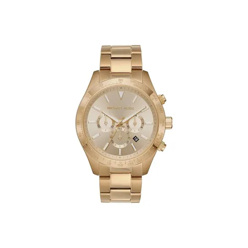 MICHAEL KORS Мужские часы Кварцевый механизм Ремешок из нержавеющей стали 45 мм Золотистый циферблат