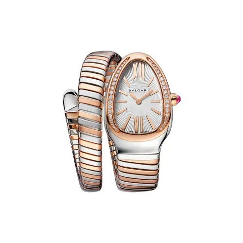 BVLGARI Serpenti Tubogas Часы Безель Из Розового Золота 18 Карат С Бриллиантами Классической Огранки