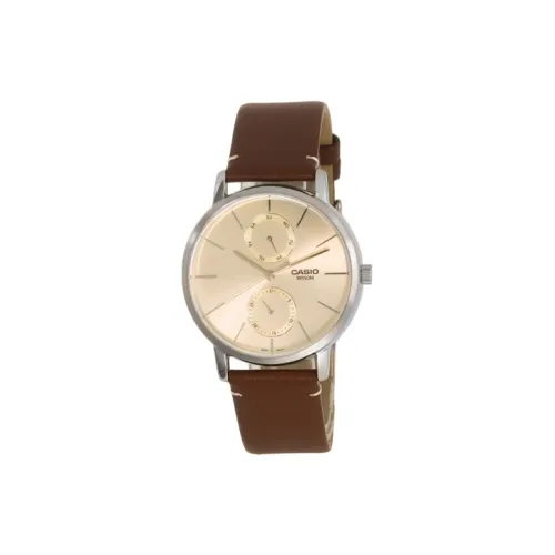 CASIO Standard Series Кварцевый механизм Естественная кожа Ремешок Часы Мужские Золотистый циферблат MTP B310L 9A