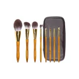 Золотая броня Серия Набор из 8 шт кистей + коричневая кожа молния сумка