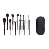 Пьяный Красный Коллекция 15 шт. Кисти для макияжа + Холст Сетка Кожа Щетка Сумка