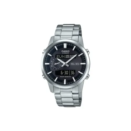 CASIO LINEAGE Series Солнечный кварцевый механизм нержавеющая сталь ремешок часы для мужчин черный циферблат LCW M600D 1BJF