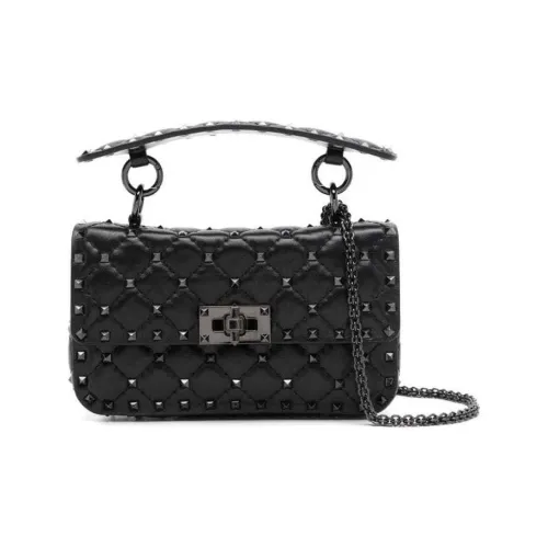 Valentino ROCKSTUD SPIKE Телячья кожа Одно плечо Сумка Средний Женский Черный