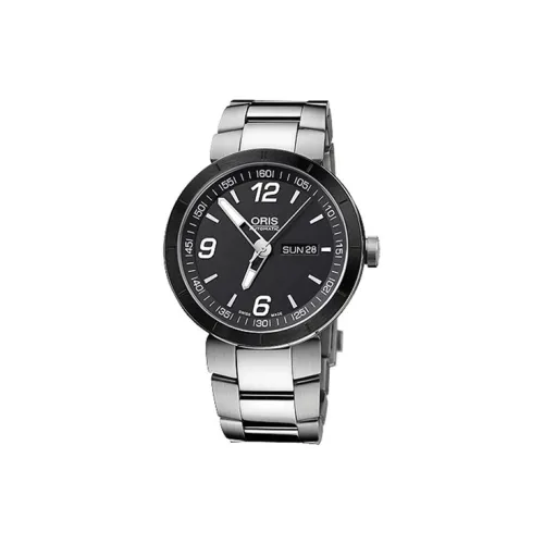 Oris Гонки Автоматический Механический Механизм Мужские Часы Часы 43 мм Черный Циферблат Стальные Часы Стальной Ремешок