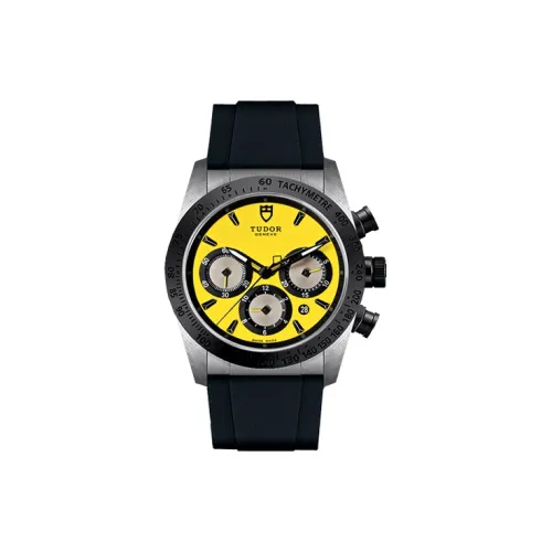 TUDOR Автоматический Механический Часы Мужские 42 мм Желтый Циферблат Часы Корпус из Нержавеющей Стали Резиновый Ремешок