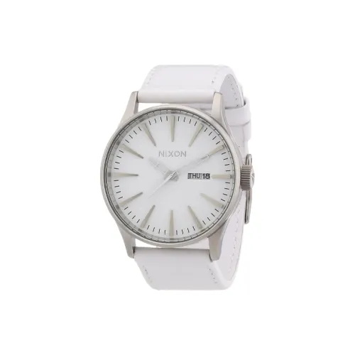 NIXON Наручные часы Кварцевый механизм Кожаный ремешок 42 мм Белый циферблат Мужские часы