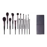 Пьяный Красный Коллекция 15 шт. Кистей для макияжа + Кожаный Квадратный Держатель для щеток