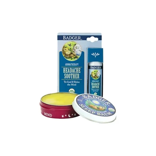 BADGER GOOD Dream Continuous Balm + Headache Relief Balm Set GOOD Dream Cream 21g + Headache YOYO Cream 17g BADGER GOOD Dream Continuous Бальзам + Бальзам для снятия головной боли Набор GOOD Dream Крем 21г + Крем YOYO для головной боли 17г