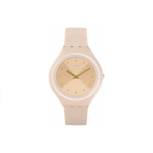 Swatch Quartz Механизм Женские часы 40 мм Розовый циферблат Часы Пластиковый корпус Часы Силиконовый ремешок