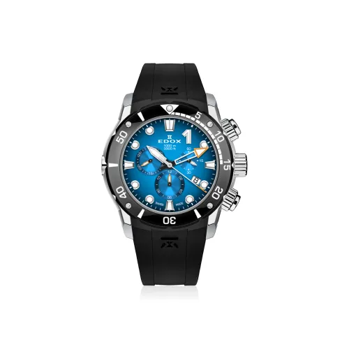 EDOX Кварцевый механизм Мужские часы 45 мм Синий