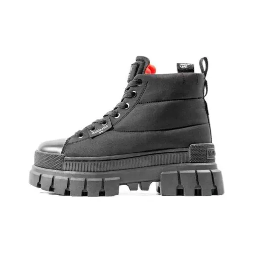 Палладий Колено Высокая Ботинка Martin Средний Каблук 3-5 см Женская Черная