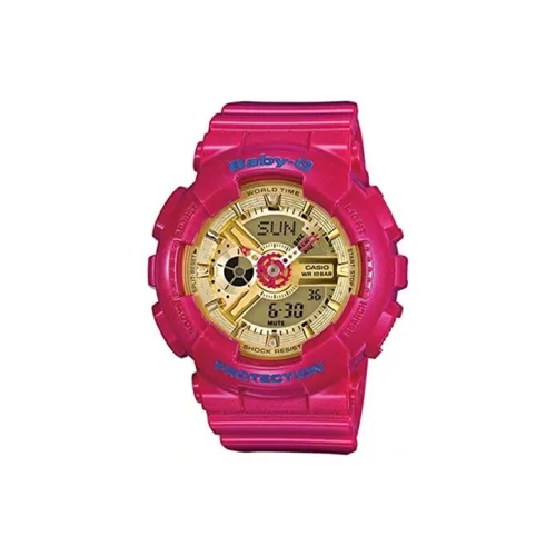 CASIO Детские часы Кварцевый механизм Смольный ремешок 46,3 мм Женские часы Золотой циферблат