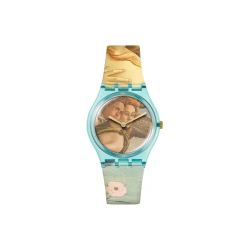 Swatch Quartz Механизм Женские часы 34 мм Многоцветный циферблат Часы Пластиковый корпус Часы Силиконовый ремешок