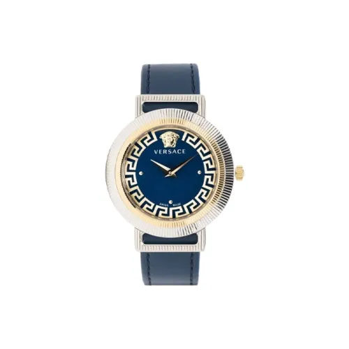 VERSACE Женские часы Кварцевый механизм Кожаный ремешок 35 мм Синий циферблат VE3D00122
