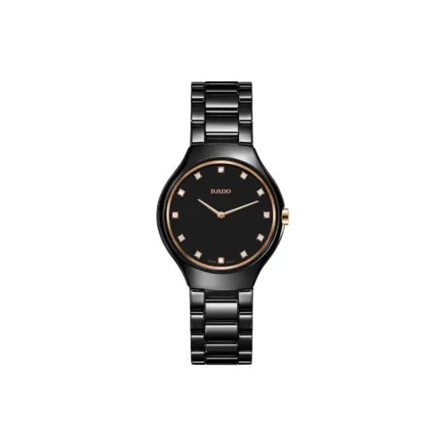 RADO True Thinline Collection Кварцевый механизм Женские часы Watch 30MM Черный циферблат
