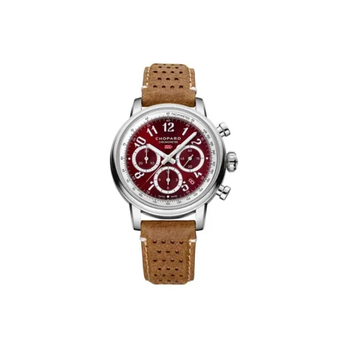 CHOPARD Автоматический Механический Часы Мужские 40,5 мм Красный Циферблат Часы Корпус из Нержавеющей Стали Ремешок из Коровьей Кожи