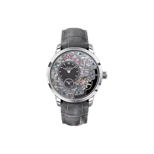 GLASHUTTE ORIGINAL Механизм с ручным заводом Мужские часы Часы 42 мм Серый циферблат Натуральная кожа Ремешок