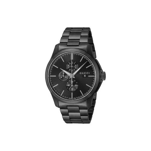 GUCCI Мужские часы Кварцевый механизм Ремешок из нержавеющей стали 44 мм Черный циферблат