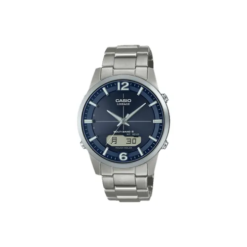 CASIO LINEAGE Коллекция Солнечный Кварцевый механизм Титан Ремешок Часы Мужские Синий Циферблат LCW M170TD 2A