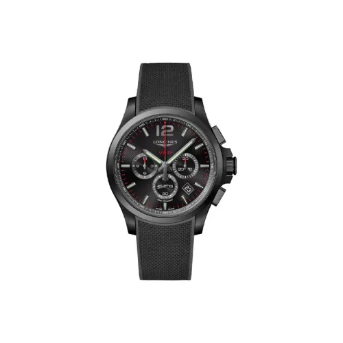 LONGINES Comcast Collection Кварцевый механизм Мужские часы Часы 44 мм Черный циферблат Титановые корпуса часов Резиновый ремешок