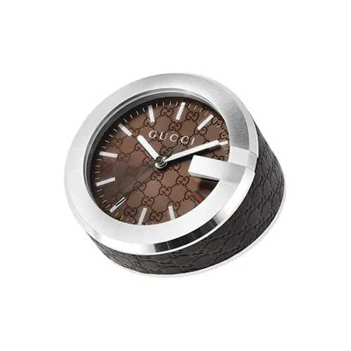 GUCCI Кварцевый механизм нержавеющая сталь кожа настольные часы унисекс коричневый YC210007