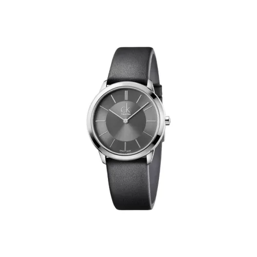 CALVIN KLEIN Minimal Collection Women's Watch Кварцевый механизм Кожаный ремешок 35 мм Серый циферблат K3M221C4